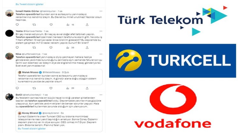 Turkcell, Vodafone ve Türk Telekom’a Deprem Tepkisi: Yazıklar olsun